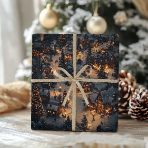 Vintage jul Village på natten Presentpapper