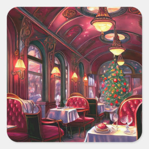 Vintage jul - viloläge Express Restaurang Fyrkantigt Klistermärke