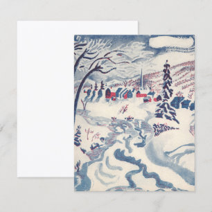 Vintage jul, vinterby snölandskap snö julkort
