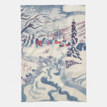 Vintage jul, vinterby snölandskap snö