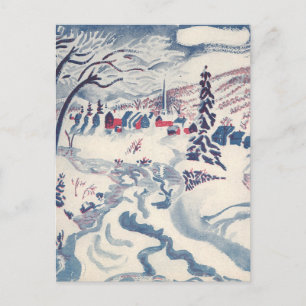 Vintage jul, vinterbyn Snowscape Snö Helg Vykort