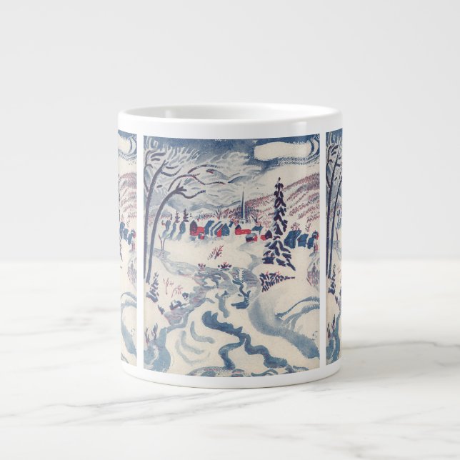 Vintage jul, vinterbyn Snowscape Snö Jumbo Mugg (Framsidan)
