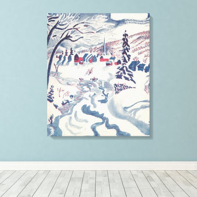 Vintage jul, vinterskogslandskap i snö canvastryck (Insitu (trägolv))