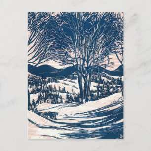 Vintage jul, vintersnö bergslandskap helg vykort