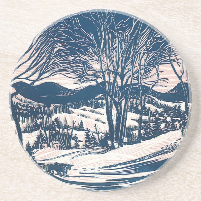 Vintage jul, vintersnö bergslandskap  underlägg (Framsidan)