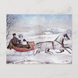 Vintage jul, Vintervägen, Kör häst Helg Vykort