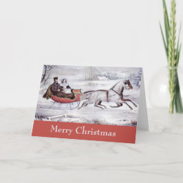 Vintage jul, Vintervintern, Sleigh Horse Helgkort