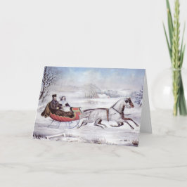 Vintage jul, Vintervintern, Sleigh Horse Helgkort