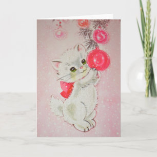 Vintage jul White Kattunge Helgkort