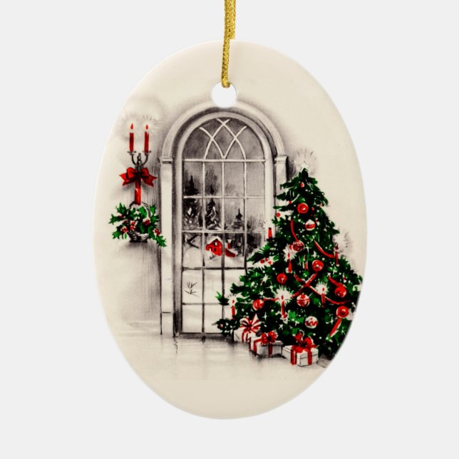 Vintage jul Window Ljus Ornament (Framsidan)