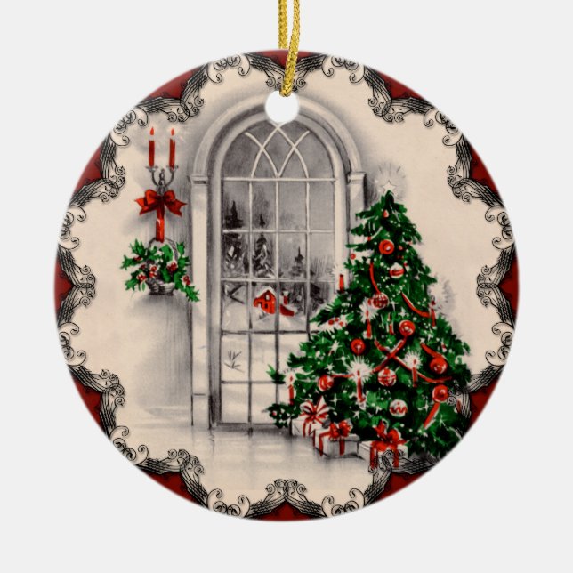 Vintage jul Window Ljus Ornament (Framsidan)