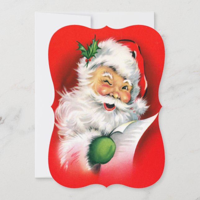 Vintage jul Winking Santa Inbjudningar (Framsida)
