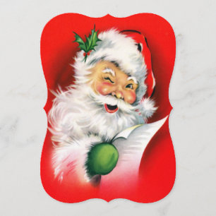 Vintage jul Winking Santa Inbjudningar