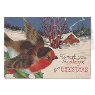 Vintage jul Winter Bird Hälsningskort