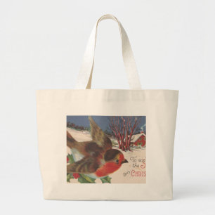 Vintage jul Winter Bird Jumbo Tygkasse