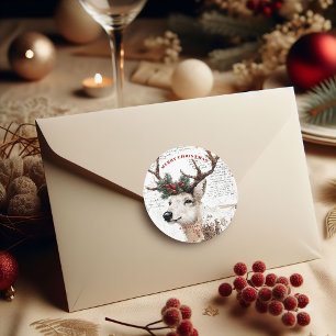 Vintage jul Winter Reindeer Runt Klistermärke