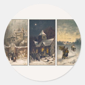 Vintage jul Winter Scenes (1865-1899) Runt Klistermärke