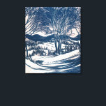 Vintage jul, Winter Snö Mountain Landscape Canvastryck<br><div class="desc">Vintage illustration av Viktorian Era God jul helgdag med ett snövinter-snöskum. Träd och berg täckta i snö med en by i avstånd vid soluppgången. Glad helg och Season hälsningar!</div>