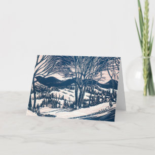 Vintage jul, Winter Snö Mountain Landscape Helgkort