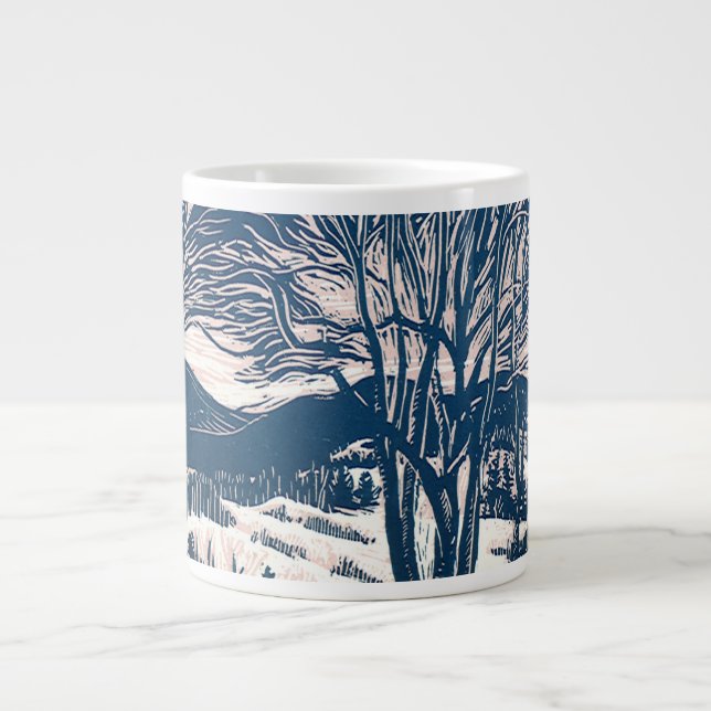 Vintage jul, Winter Snö Mountain Landscape Jumbo Mugg (Framsidan)