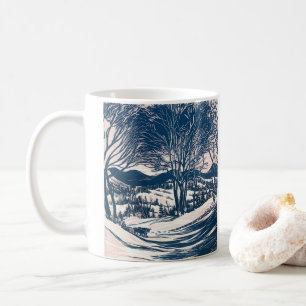 Vintage jul, Winter Snö Mountain Landscape Kaffemugg