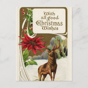Vintage jul Wish Hjort Helg Vykort