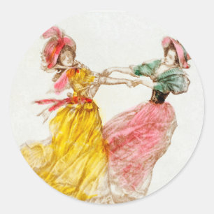 Vintage jul Women Dancing (1900) Runt Klistermärke