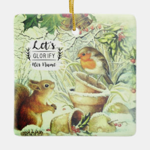 Vintage jul Woodland Animals - inspiration Julgransprydnad Keramik