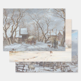 Vintage Jul Wrapping Papper WINTER LAND