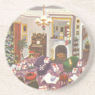 Vintage Jul Wrapping Presenter i Leving Room Underlägg Sandsten