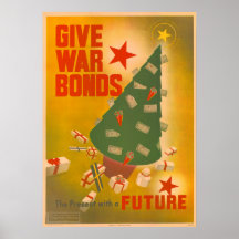 Vintage jul WWII obligationskampanj affischkonst