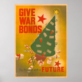 Vintage jul WWII obligationskampanj affischkonst Poster