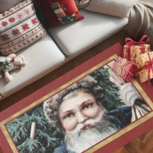 Vintage Julafton Decor jultomten Matta 5'X3'