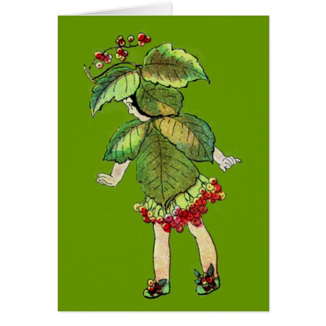 Vintage Julafton Pixies Hälsningskort (Framsidan)