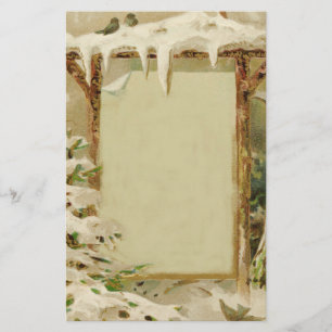 Vintage Julafton Yard Scene Brevpapper