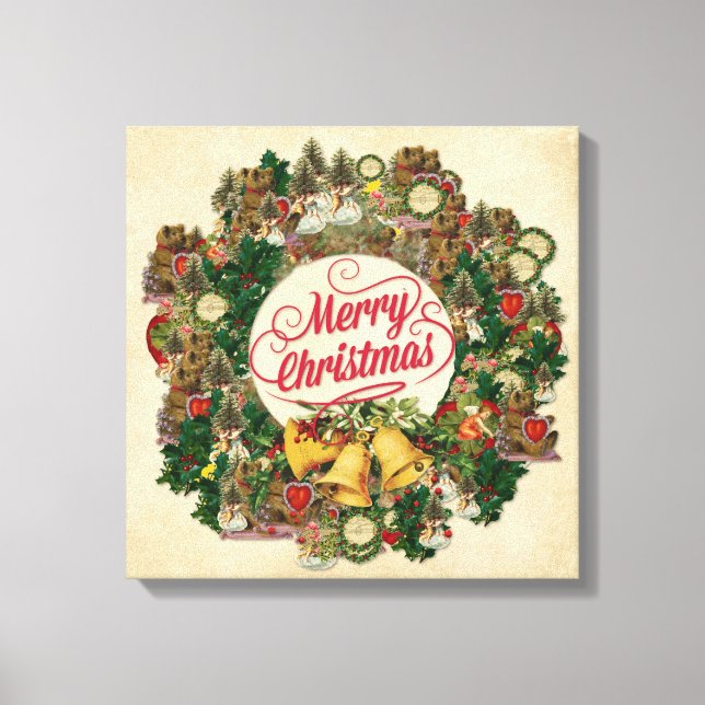 Vintage-julandedräkt (God jul) Canvastryck (Framsida)