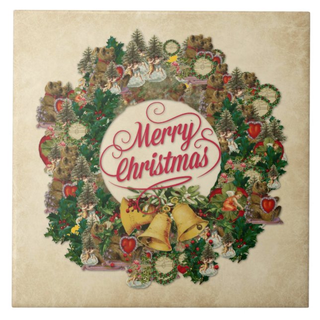 Vintage-julandedräkt (God jul) Kakelplatta (Framsidan)