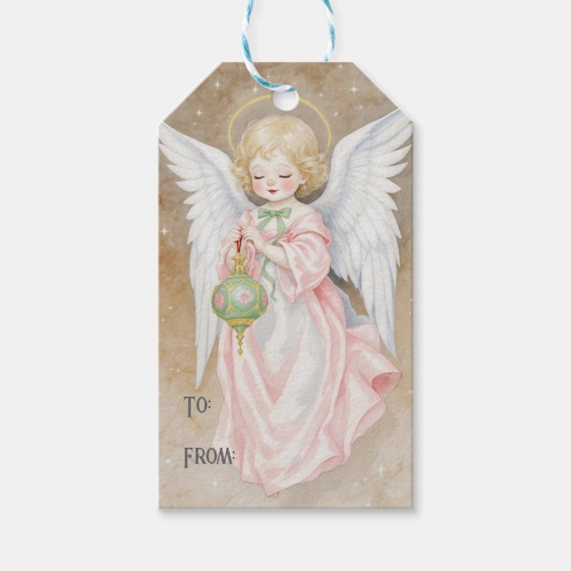 Vintage julängel presenttagg presentetikett (Framsidan)