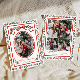 Vintage Julbåge med Julbär Familjefoto Jul Julkort