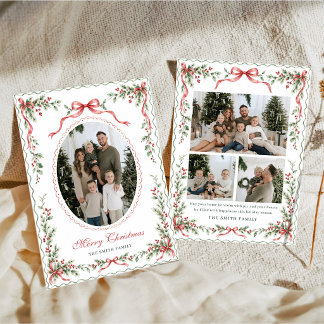 Vintage Julband Familjefoto Jul Julkort