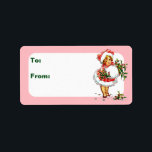 Vintage-julbarn Adressetikett<br><div class="desc">Märkre för julklappsetiketter. Text och bakgrund färg kan anpassas.</div>