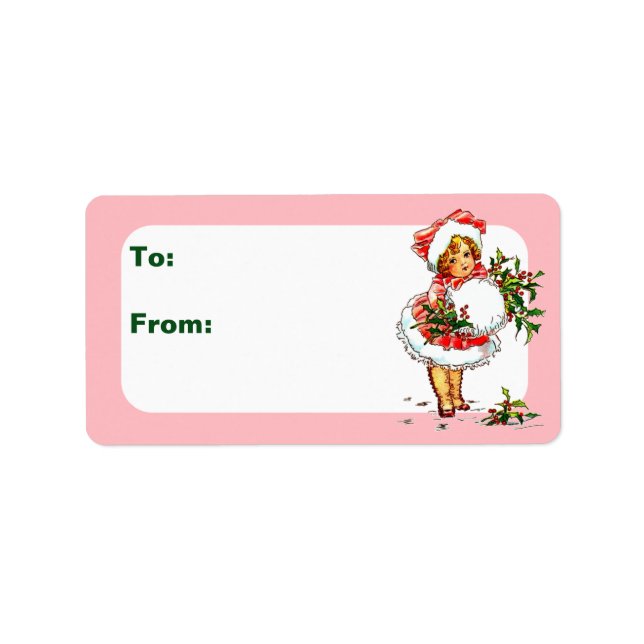 Vintage-julbarn Adressetikett (Framsidan)