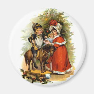 Vintage julbarn magnet
