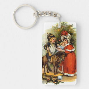 Vintage julbarn nyckelring