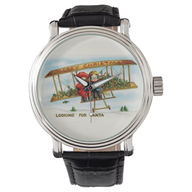 Vintage-julbarnen Tittar för tomten Armbandsur (Framsida)