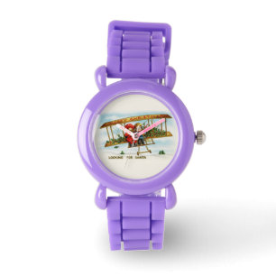 Vintage-julbarnen Tittar för tomten Armbandsur