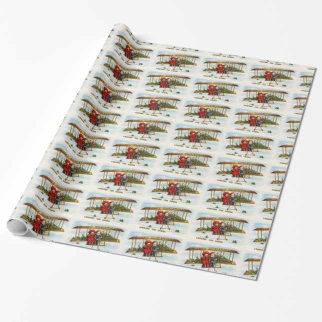 Vintage-julbarnen Tittar för tomten Presentpapper (Utrullad)