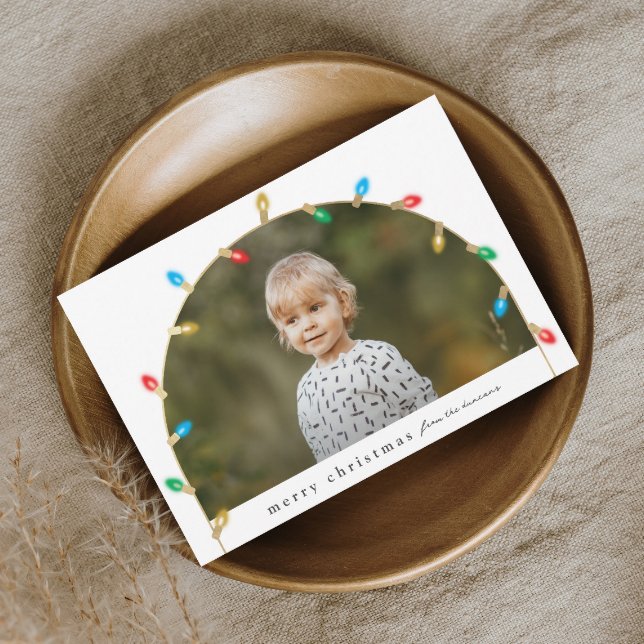 Vintage julbelysning Foto Ark Julkort (Elegant Arch Christmas Lights Photo Christmas Holiday Card.)