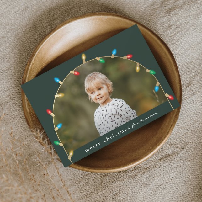Vintage julbelysning Foto Ark Julkort (Elegant Arch Christmas Lights Photo Christmas Holiday Card.)