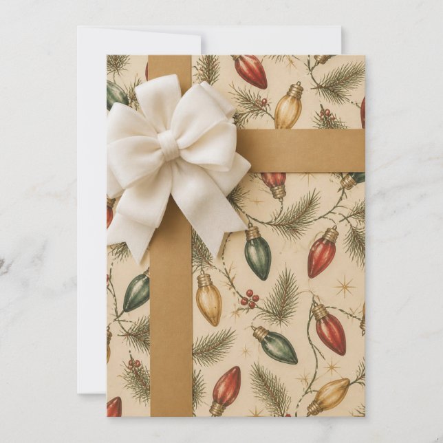 Vintage julbelysning omslags papper | Elegant  Inbjudningar (Framsida)